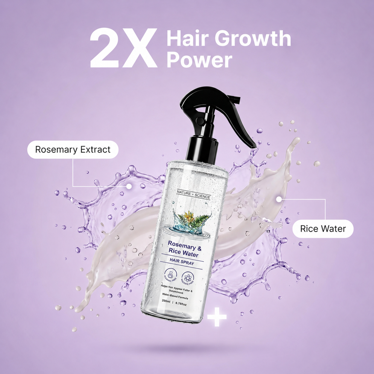 GrowMist rosemary and rice water hair care visual